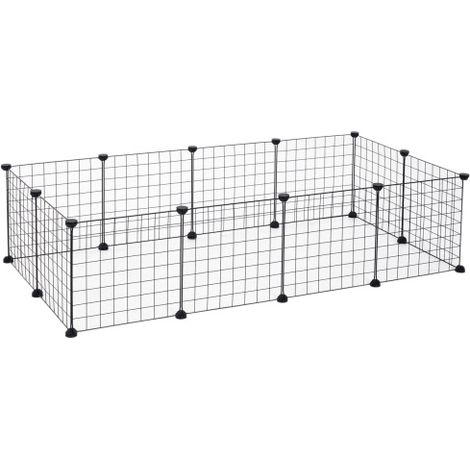 Freilaufgehege Kleintier Metallgitter Freigehege Flexibel Schwarz 106x73x36cm 
On-Site