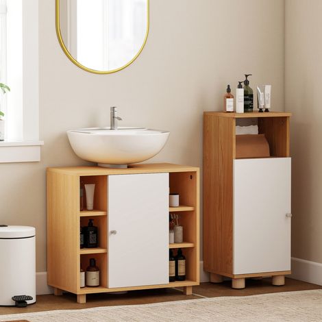 Cocina de madera natural con 2 puertas dobles y 6 etapas. (1/5)