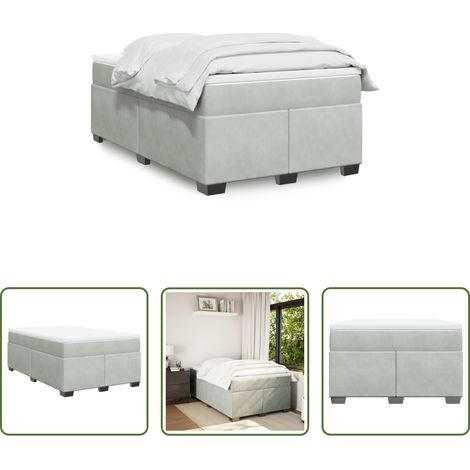 Matratze - Boxspringbett mit Matratze Hellgrau 120x190 cm Samt (1/5)