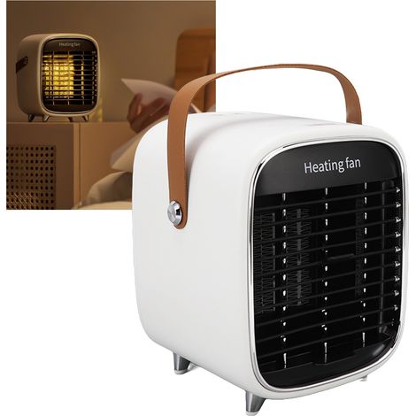 Mini calefactor eléctrico portátil de 900 W, blanco, con protección contra sobrecalentamiento, 1 calefactor, 1 enchufe. (1/5)