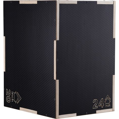 Mophorn 3 in 1 Plyometrische Sprungbox 24/20/16 Zoll, rutschfest für Heimtraining, Kondition und Kraft, Plyo-Box aus Holz, schwarz