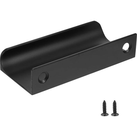 Poignée de Garde-robe Intégrée Invisible en Alliage D'aluminium Noir 1 Set, Finition Arrondie, Longueur Totale 80mm, pour Tiroir et Commode, Usage Intérieur (1/5)