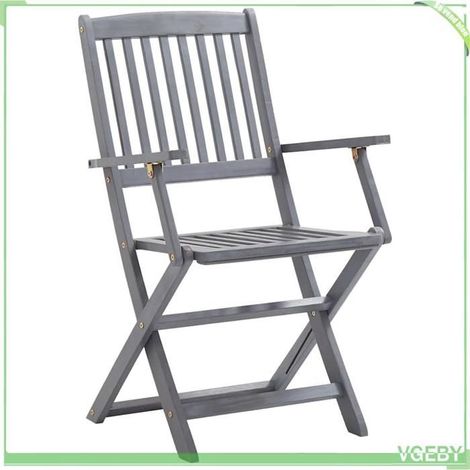 Chaises pliables d'extérieur - FAFEICY - Pliant - Bois d'acacia massif - Gris délavé - Lot de 6 (1/5)