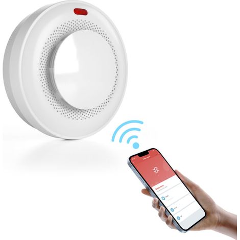 Détecteur de fumée intelligent WiFi, alarme incendie, vérification automatique, application Tuya, détection à 360 degrés, contrôle à distance pour maison, camping-car, hôtel, bureau, surveillance mul (1/5)