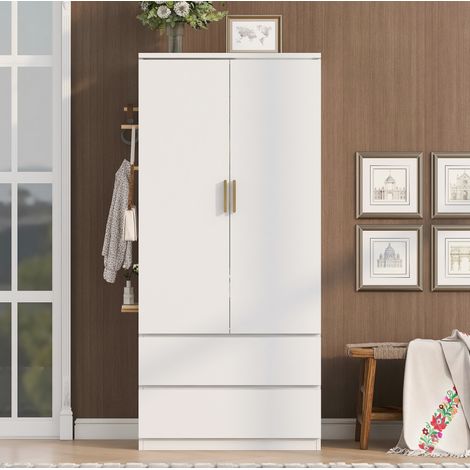 Armoire penderie 70x50x170 cm MDF et contreplaqué couleur bois avec rangement - CHICFURN (1/5)