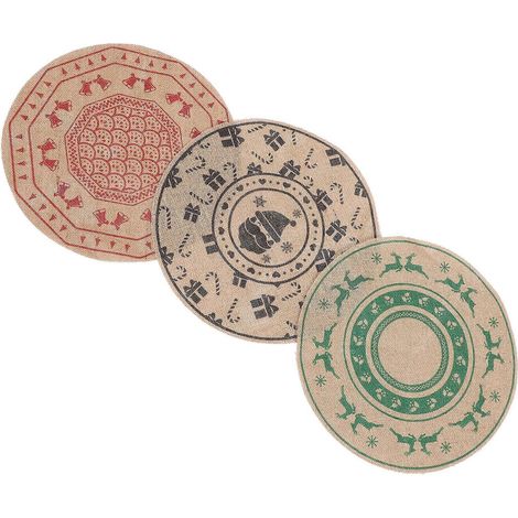 Sets de table ronds en toile de jute pour Noël (lot de 3) (1/5)
