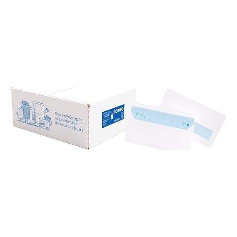 Enveloppe 110 x 220 mm La Couronne 80 g avec fenêtre 35 x 100 mm blanche - Boîte de 500 (1/2)