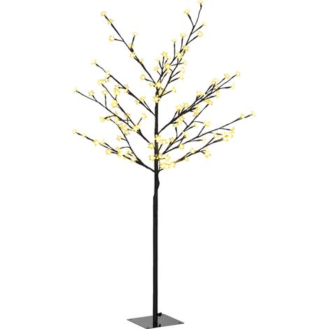 Cerisier 17 x 17 x 120 cm en fleurs avec 120 lumières LED IP44 chaud décoration intérieure, blanc Noir (1/5)