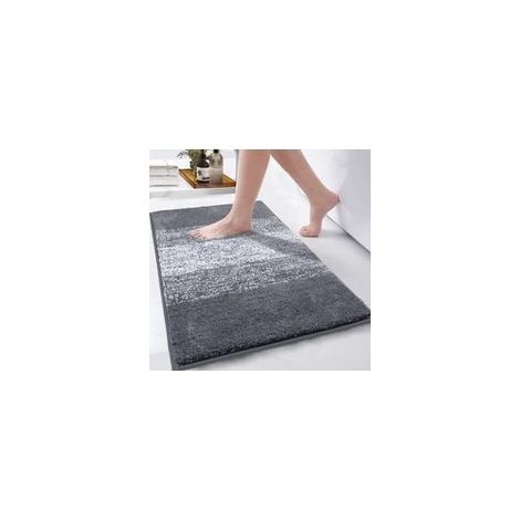 Rutschfester, maschinenwaschbarer Badteppich, 80 x 120 cm, super wasserabsorbierend, extra weicher Badezimmer- und WC-Teppich, Grau (1/3)