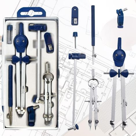 Kit compasso in metallo, compasso da disegno, convertitore per compasso da falegname, mina per compasso da disegno staccabile (1/5)