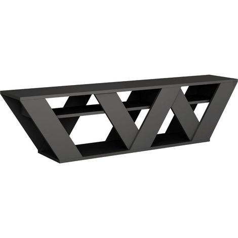 CALICOSY - Meuble TV 2 tablettes gris anthracite L158 cm - Ralla (1/3)