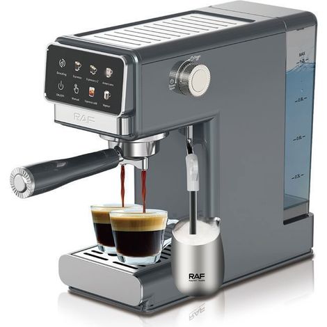 Machine à Café Expresso-RAF0208 -Écran tactile LED 8 touche- 3 Type Café- 1300W-20 bar - Réservoir 1.2L amovible - Vapeur