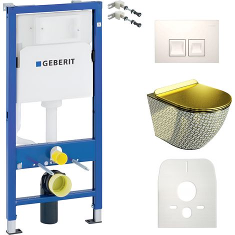 GEBERIT WC Set mit Vorwandelement, Wand-WC und Spülknopf (1/5)