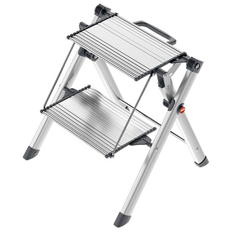 Hailo Mini Comfort scala a 2 gradini argento, pieghevole (1/5)