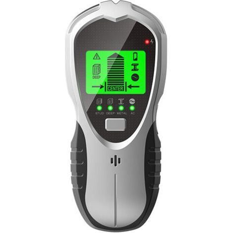 4-in-1-Wanddetektor Metall-Detektor mit LCD-Bildschirm, Ständerdetektor mit 9-V-Batterie zur Erkennung von Metallen, elektrischen Leitungen, Holzständern in Wänden, Böden und Decken, Silber (1/5)