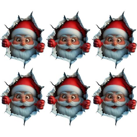Lot de 3 stickers muraux de Noël autocollants - Décoration sans dégâts pour les fêtes de Noël, le salon et les vitrines de bureau (6 pièces) (1/5)