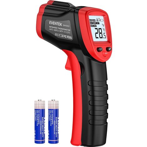 Thermometre Cuisine, -50°C600°C(-58°F1112°F) Thermometre Laser, Thermometre Sans Contact avec 0,1-1,0 Emissivité Réglable, thermometre Infrarouge LCD pour Cuisine, BBQ, Four a pizza (1/5)
