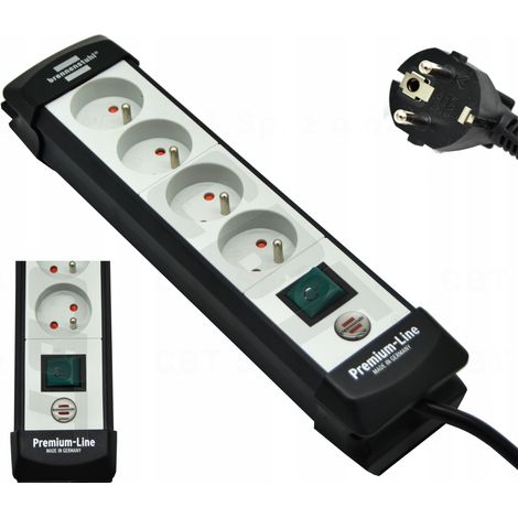 Steckdosenleiste mit 4 Steckdosen, 1,8 m, H05VV-F3G1.5, schwarz/grau, Premium-Linie, Brennenstuhl (1/5)