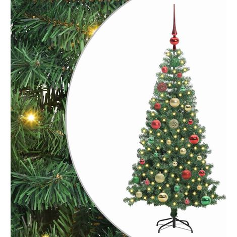 Sapin de Noël Arbre de Noël avec 150 LED avec support Vert 120 cm PVC (1/5)