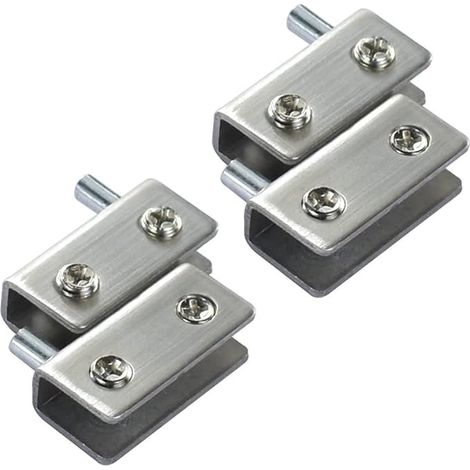 charnières de porte en verre à pivot 90°, sans perçage pour bout à bout, pince réglable en acier inoxydable, 5-8 mm, argent (1/5)