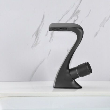 Miscelatore per lavabo, rubinetti per lavandino del bagno, rubinetto nero, rubinetto monoforo, rubinetto per lavabo montato sul piano, finitura cromata (1/5)