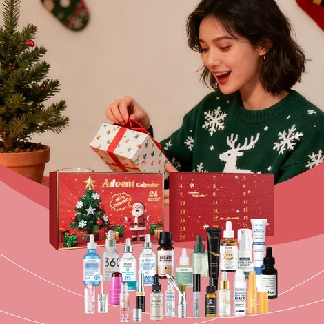 Coffret cadeau compte à rebours de Noël : Maquillage surprise pour le soin du visage hydratant, adoucissant et délicat – Coffret surprise – 24 boîtes (1/5)