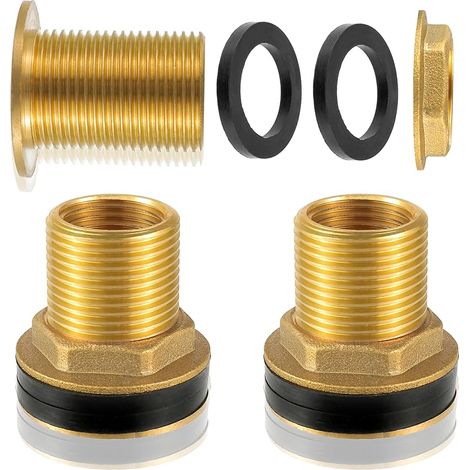 2 pièces traversée pour Baril de Pluie, Filetage intérieur Ø19 mm x Filetage extérieur Ø25 mm avec Joint, pour barils de Pluie, barils d'eau, réservoirs d'eau (1/5)