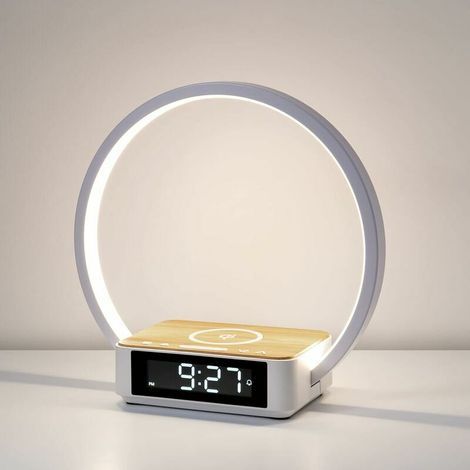 Lampe De Chevet Tactile Chambre, Reveil Lumineux Avec Chargeur Sans Fil, Lampe De Reveil Avec 3 Niveaux De Luminosité (1/5)