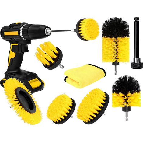 Brosse de nettoyage électrique 8 pièces – Poils en polypropylène haute résistance – Pour surfaces de salle de bain et carrelages (1/5)