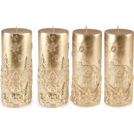 Candele di Natale dorate con decoro in rilievo (1/3)
