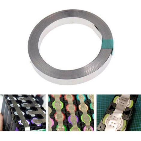 Ruban en Nickel 0,15 x 8 mm,10m Plaque en nickel Soudage Bandes de Nickel pour batterie Li 18650 Soudage par points Compatible pour soudeuse par points Accessoires de soudage
