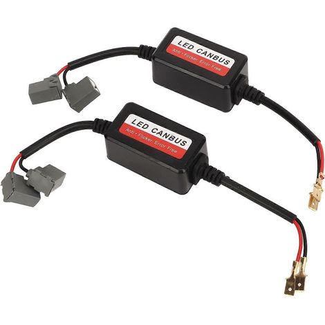 Lot de 2 décodeurs LED H1 12 V CC avec résistance anti-scintillement pour phares/feux antibrouillard LED