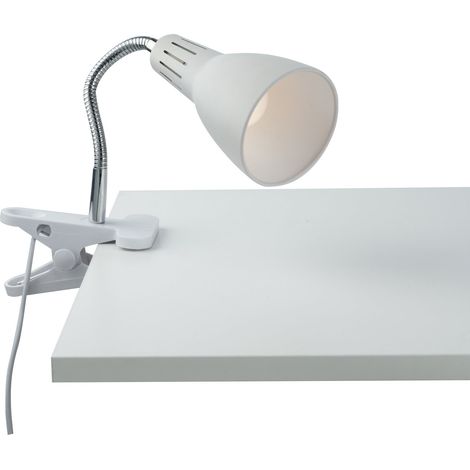 "Applique LOGIKO in metallo bianco con diffusore orientabile e pinza"