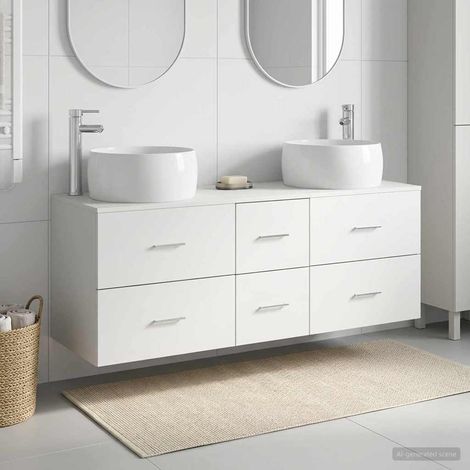vidaXL Bathroom Furniture Set 3 pcs White 129 x 44.5 x 80 cm (1/5)