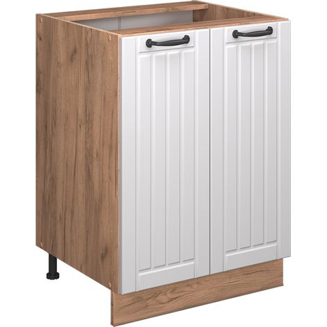 Mobiletto base cucina Fame-Line, Bianco rustico, 60 cm senza piano di lavoro, Vicco