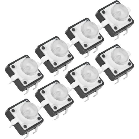 Packung mit 20 LED-Touch-Tastern für einen kurzen Moment, 12 x 12 x 7,3 mm, weiß. (1/5)