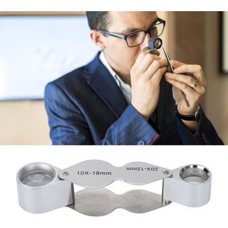 Juwelierlupe mit Doppellinse (10x/20x) – Optisches Glas – Faltbar – Tattoo-Inspektion (1/4)