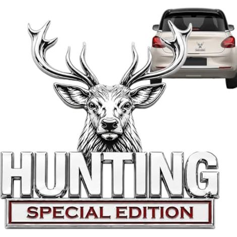 Deer Head Car Badge - Metal Vehicle Emblem Decal, Decorative Auto Truck Mot (1/4)