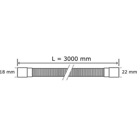 Tuyau D'évacuation - 3000 mm - Embouts Droits - Raccord 18-22 mm - Pour Lave-Linge (1/2)
