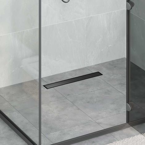 Duschablauf 2-in-1 mit 360° Siphon Schwarz 50 cm Edelstahl 304