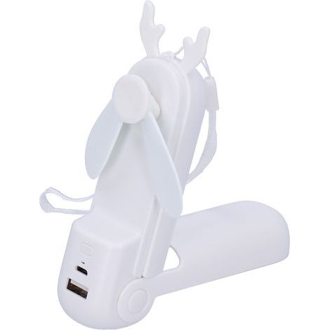Tragbarer, faltbarer und wiederaufladbarer Taschenventilator mit Notfall-Taschenlampe – Mini-Kühlgerät, weiß (1/5)