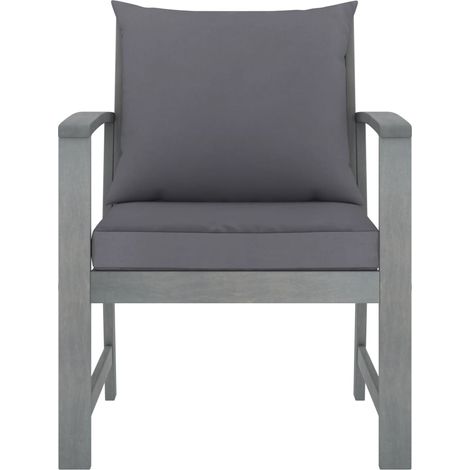 Maison Exclusive - Sedie da Giardino e Cuscini Grigio Scuro 2 pz Massello Acacia (1/5)