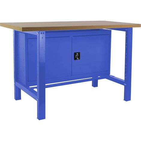 Simon Rack - Etabli avec porte verrouillable 865x1500x750mm Bleu - PLYWOOD LOCKER 1500 (1/4)