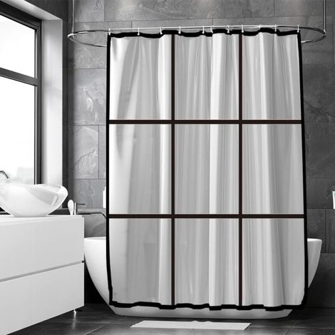 Rideau de Douche Anti-moisissure 180 x 200 cm – Imperméable – PEVA Mat Transparent – avec Anneaux – Rideau de Douche Transparent – Shower Curtain (1/5)
