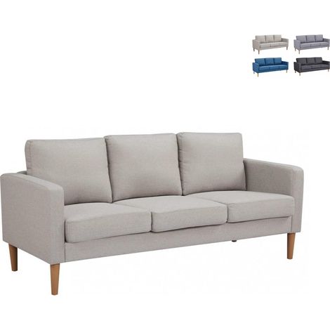 Canapé 3 places moderne avec pieds effet bois Ramsey - Beige (1/5)