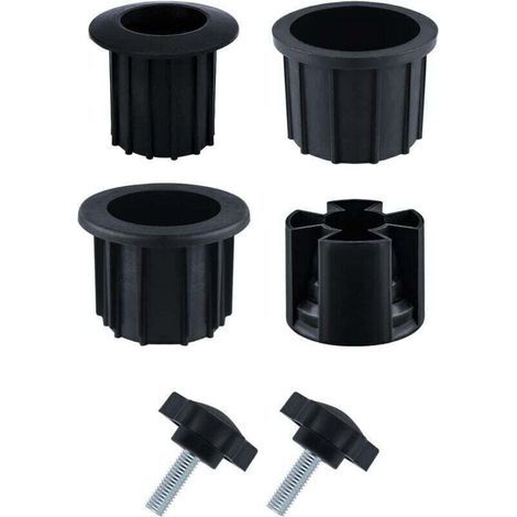 6-teiliges Set mit Schirmständerteilen, Sonnenschirmfuß-Zubehör mit Spanndraht und schwarzem Knopf, Sonnenschirmzubehör für Terrasse, Balkon und Garten (Schwarz) (1/4)