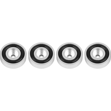 Satz mit 4 Verstärkerfüßen aus Aluminiumlegierung 30 x 10 mm, Stoßdämpfer, silberfarben. (1/5)