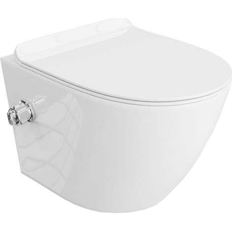 LAVITA Salto WC suspendu  L'abattant de WC à chute lente  WC suspendu sans bord  WC  370x490x395 cm  blanc brillant (1/4)