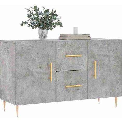 Buffet de Cuisine Gris Béton 100x36x60 cm, Meuble Rangement avec Portes et Étagères, Bois d'Ingénierie, Style Industriel Moderne pour Salle à Manger ou Salon (1/5)