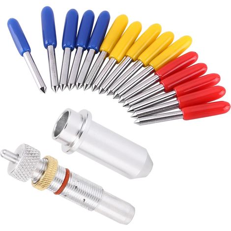15pcs Lame de Remplacement en Acier Lame de Traceur de Tungstène 30, 45, 60 degrés avec Support pour Silhouette (1/5)